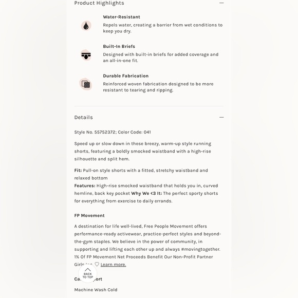 FREE PEOPLE Movement The Way Home Shorts Electric Blue High Rise Waisted Smocked - Picture 13 of 14